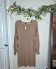 Gap Merino Wool-Blend Knit Ribbed Midi Sweater Dress Brown NWT Retail $65