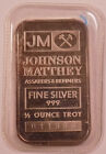 Johnson Matthey JM 1/2 troy oz .999 silver bar