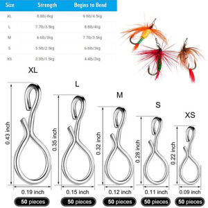 XS-XL No-Knot Snaps Fly Fishing Quick Change Connect for Flie Hook&Lures 50-200X