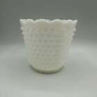 Fire King Milk Glass Hobnail Planter with Scalloped Edges