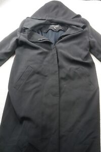 Gallery Women 6 Black Long Sleeve Hood Trench Coat Jacket Z168A