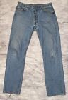 Vintage 80s 90s Levi’s 501 Made In USA Light Dirty Wash Denim Blue Jeans 32x30
