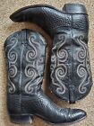 ~J. CHISHOLM~ Vintage Mens Black Leather Cowboy Western Boots, Sz. 11D.