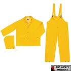 3 Piece Safety Rain Suit Yellow Rain Jacket with Detachable Hood and Overalls