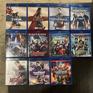 11 MARVEL Blu-Ray DVD Lot - Avengers, Thor, Guardians, Ant-man, Capt America, ++