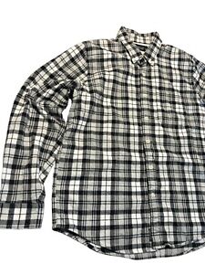 Abercrombie and Fitch Soft A&F Button Down Flannel Black & White Plaid XL