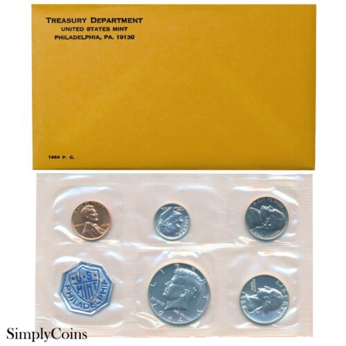 1964 Proof Set US Mint 90% Silver Coin Lot Original Envelope COA MQ