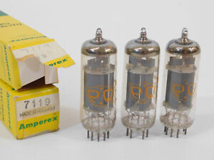Amperex PQ Holland 7119 E182CC Vintage NOS ID6 Matched Tube Trio (excellent)