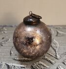 Vintage Antique Kugel Heavy Crackle Glass Christmas Ornament