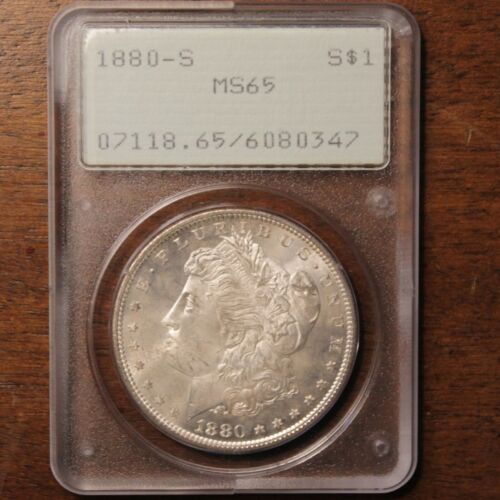 1880 S Morgan Silver Dollar MS65 PCGS Gen 1 Rattler Holder GEM Coin Collection