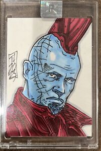 Marvel Yondu Michael Rooker Sketch Card Autographed  by Tom Hodges 1/1