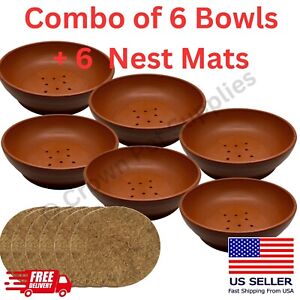 6 X Plastic Nesting Bowls & Nest Mats Breeding Hatching Box  For Pigeons Quails