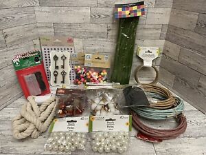 Craft Lot Misc Items 18 Piece Mixed Lot Wood Beads Wire Rope Pearl Beads Ect…