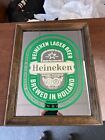 Vintage Heineken Beer Mirror Logo Sign 13.75 x 10.75” Bar Room or Man Cave