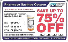 Prescription Assistance Services Pharmacy Savings Coupon Up to 75% OFF