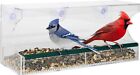 Large Acrylic Window Bird Feeder w/Removable Tray Suction Cups & Drain Holes