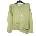 Vtg Stephanie Schuster Box Sweater Cardigan Lagenlook Size 2 Green Pockets