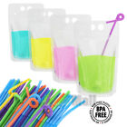 50+50 Premium Drink Pouches Plastic Smoothie Straw Bundle Juice Pouch Bags