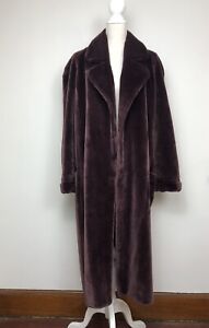 TYBER Women's Size M Long Maroon Burgundy Fur Plush Coat Made In France