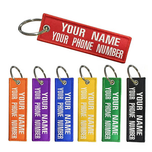Custom Embroidered Keychain Personalized Bike Bag luggage Name Tags Double Sided