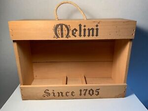 Melini Wine Wooden Box Vintage Hinged Display Crate Case Decor Crafts