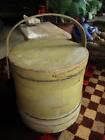New ListingPrimitive Antique Wood Firkin Sugar Bucket With Old Mustard Yellow Paint