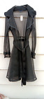Cq By Cq Black Mesh Long Sleeve Belted Swing Cover-Up Fishnet Jacket Trench Sz L