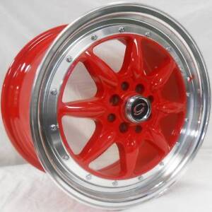 4 ~ 16x7 G-Line White Diamond WD8006 Red Custom Wheels 4x100/114.3 +20mm offset