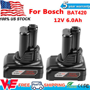 6.0Ah For BOSCH BAT420 BAT411 12V Li-ion Battery BAT 412A GSR GSB GBA 2607336013
