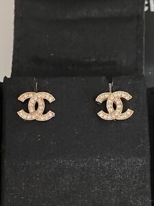 Chanel Gold Crystal Mini Stud Earrings