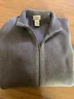 VINTAGE LL Bean Sweater Mens Large Gray Full Zip Cardigan Heavy Knit Ribbed