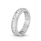 925 Sterling Silver Eternity Band Ring with Emerald Cut Cubic Zirconia Stones