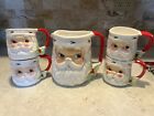 Vintage Josef Originals Santa Claus Pitcher & 4 Santa Mugs Coffee Cups