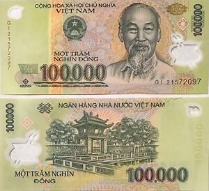100,000 Vietnam Dong VND Circulated CIR Banknote Polymer Currency 1 piece