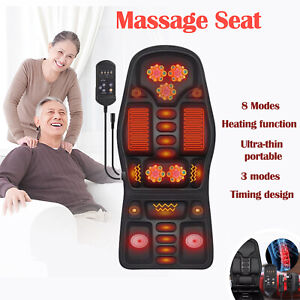 Massage Seat 8 Modes Cushion Heated Back Neck Body Massager Chair For Home & Car