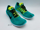 Nike Free RN Flyknit Men's Size 11.5 Running Shoes Jade Black Blue Volt Riot