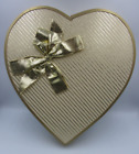 Vtg Brock Gold Striped Metallic Valentine Heart Chocolate Empty Candy Box