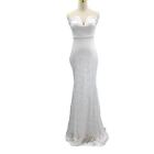 LULU'S XS Passionate Charisma White Lace Strapless Mermaid Maxi Dress 0B1