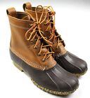 LL Bean Made In USA Brown Leather Lace-Up Rubber Duck Boots Womens 9 M