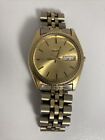 Untested Vintage SEIKO Men's Gold Tone Gold Dial Day Date Watch