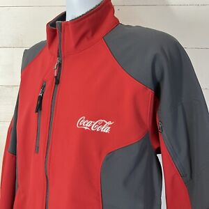 Coca Cola North End Red Gray Ladies Full Zip Fleece Lined Mock Collar Jacket XXL