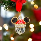 Rare Art of Disney Swarovski Crystal Christmas Ornament Mickey Red Santa Hat