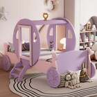 Platform Bed Twin Size Canopy Bed Frame Princess Carriage Bed with Crown Car Bed