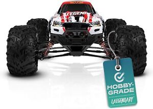 Laegendary 1:10 Scale Hobby Grade 4x4 Off-Road Remote Control Truck, Red/Yellow-
