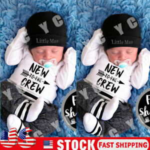 US New Infant Newborn Baby Boy Romper+Pants Outfit Clothes Bodysuit Playsuit
