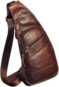 Leather Sling Bag Backpack for Men Women Crossbody Shoulder Chest Day Pack NEW
