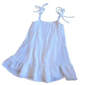 As U Wish Womens Light Weight Tiered Babydoll Dress-White-Size Medium-GUC