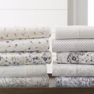 Kaycie Gray Fashion 4PC Bed Sheets set 6 Designs Deep Pocket Wrinkle Free