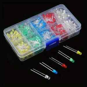 100Pc 3mm LED Diodes Kit, 3mm LED Diode Kit, White Green Red Blue Yellow