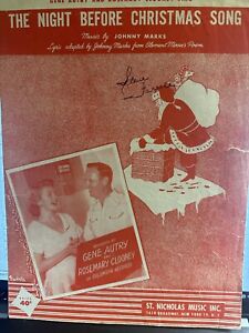 1952 Sheet Music NIGHT BEFORE CHRISTMAS SONG by Johnny Marks (Clooney)